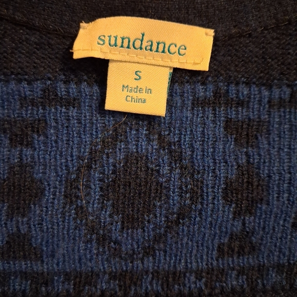 Sundance Fair Isle Navy Blue Merino Wool Women's Sweater - Picture 7 of 11